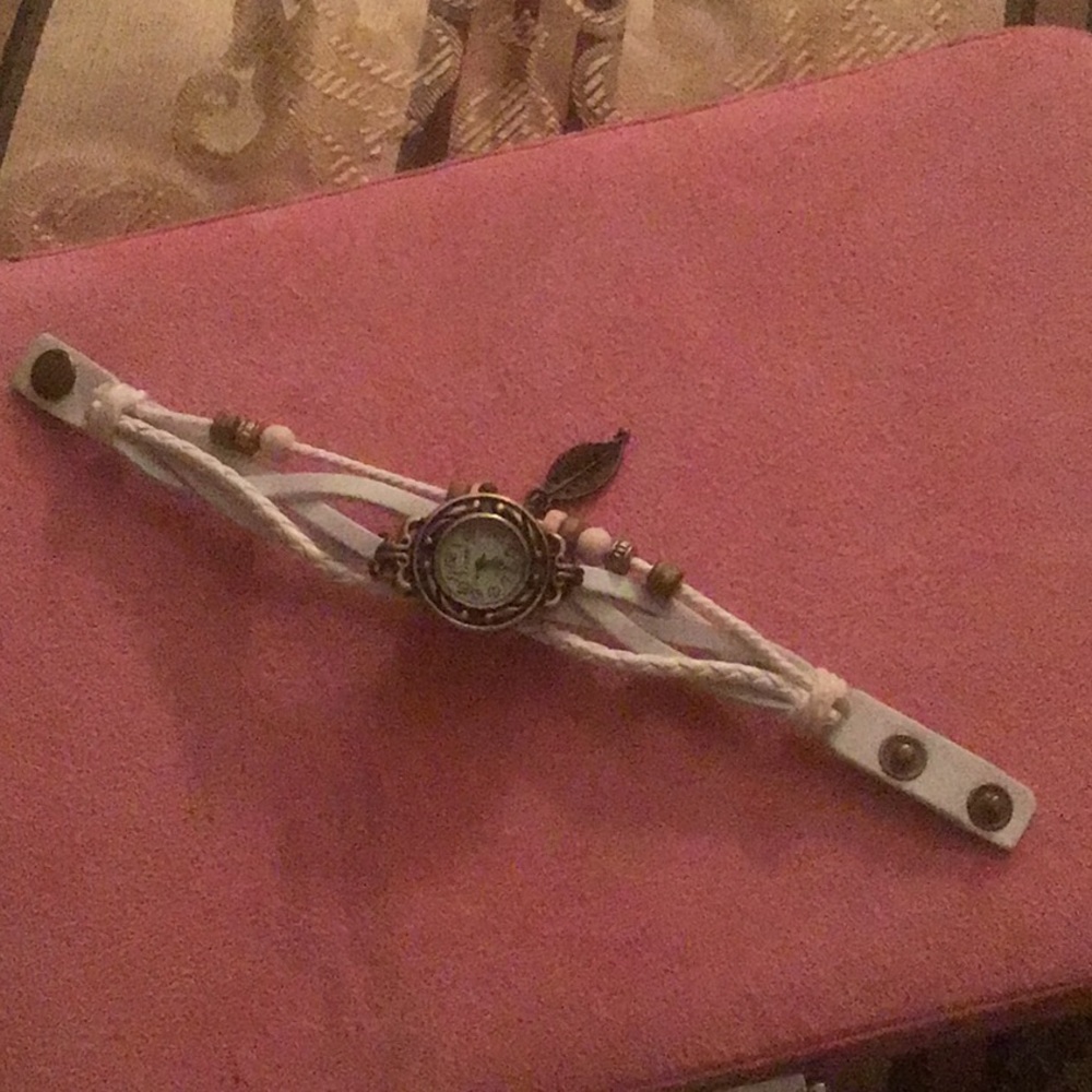 White Leather Strap/Bracelet Watch